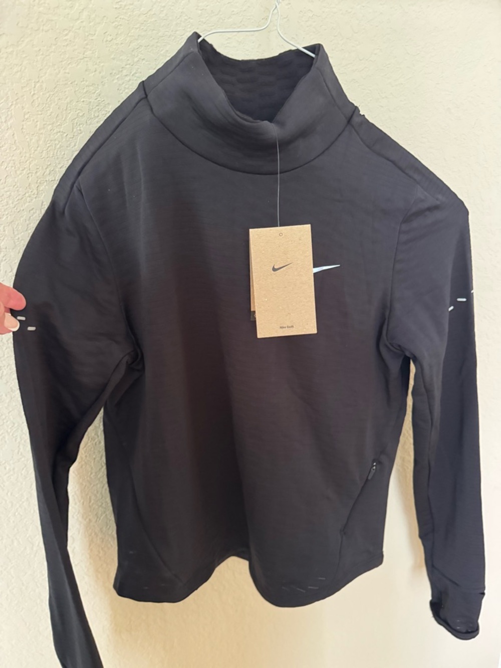 Nike Black Long Sleeve Pullover with Zip Pocket. NWT. Size S.